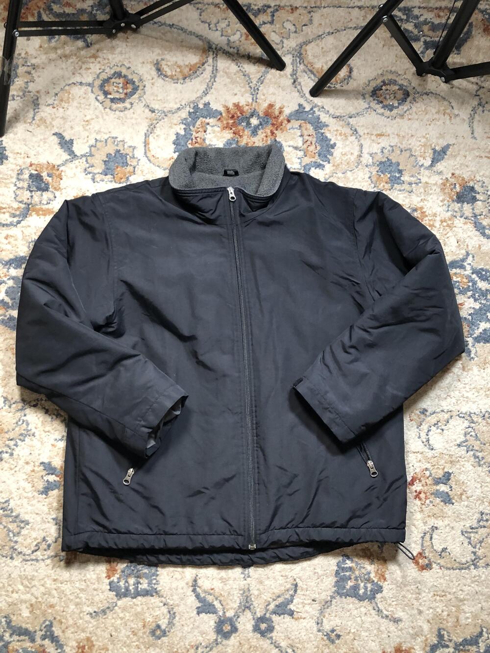 Lands' End Jacket Youth Medium Navy Fleece Lined Full Zip Aircore-200 Winter